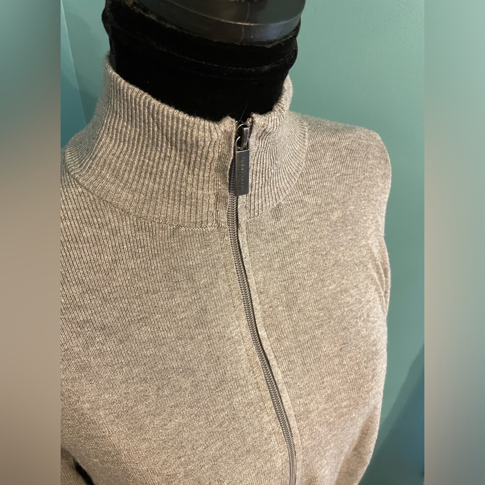 Perry Ellis Lightweight Gray Zip Cardigan Sweater